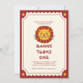 Lion Cub Birthday Bash: grillige feestuitnodiging Kaart (Voorkant)