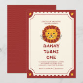 Lion Cub Birthday Bash: grillige feestuitnodiging Kaart (Voorkant / Achterkant)