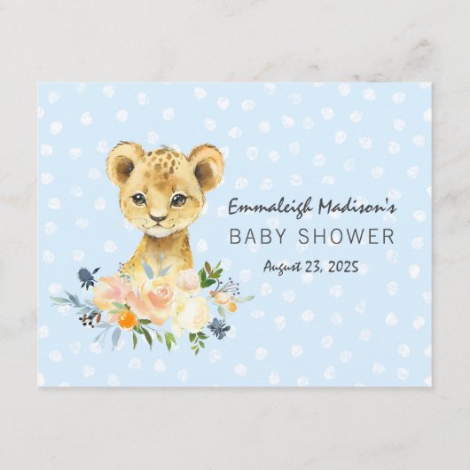 Lion Cub Blauwe Luier Raffle Baby shower spel Informatiekaartje (Achterkant)