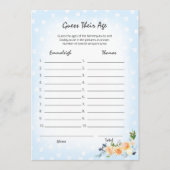 Lion cub bloemblauw raden hun leeftijd douchegame programmakaart (Voorkant)