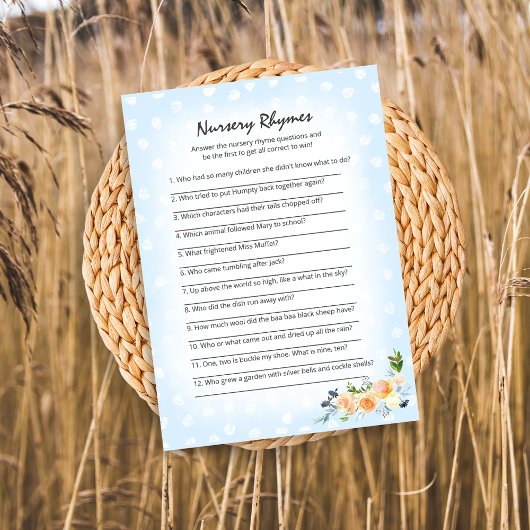 Lion Cub Bloemen Blauw Kwekerij Rhymes Douche Spel Programmakaart