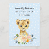Lion Cub Bloemen Blauw Over Onder Baby shower Spel Programmakaart (Achterkant)