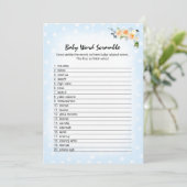 Lion Cub Bloemen Blauw Woord Scramble Douche Spel Programmakaart (Staand voorkant)