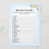 Lion Cub Bloemen Blauw Woord Scramble Douche Spel Programmakaart (Voorkant)