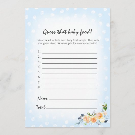 Lion cub bloemenblauw gok dat Baby food spel Programmakaart (Voorkant)