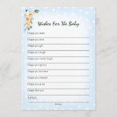 Lion Cub bloemenblauwe wensen voor Baby shower spe Programmakaart (Voorkant)