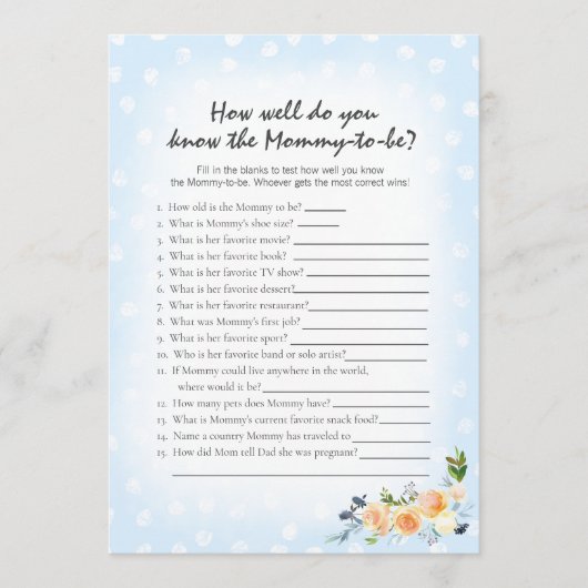 Lion cub bloemig blauw wie weet mam beste spel programmakaart (Voorkant)