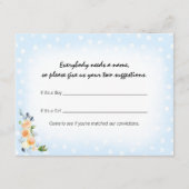 Lion Cub Blue Baby Naam Suggestie Douchespel Informatiekaartje (Voorkant)