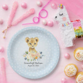 Lion Cub Blue Baby shower Party Papieren Bordje (Feest)