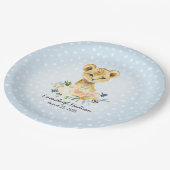 Lion Cub Blue Baby shower Party Papieren Bordje (Gekanteld)