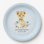 Lion Cub Blue Baby shower Party Papieren Bordje (Voorkant)