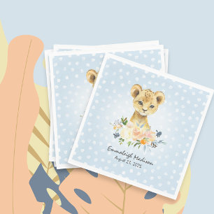 Lion Cub Blue Dotted Baby Party Servet