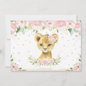Lion Cub Blush Pink Floral Birthday Foto Kaart (Achterkant)
