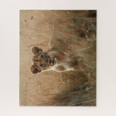 Lion Cub die door de Grijze puzzel stroomt Legpuzzel (Verticaal)