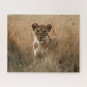 Lion Cub die door de Grijze puzzel stroomt Legpuzzel (Horizontaal)