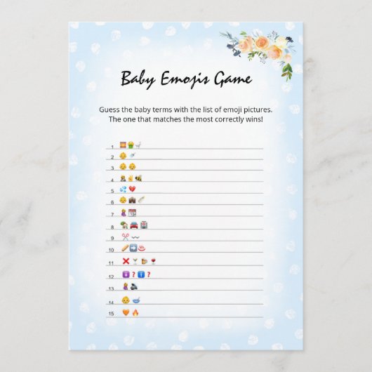 Lion Cub Floral Blue Baby Emoji's douchegame Programmakaart (Voorkant)