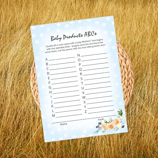 Lion Cub Floral Blue Baby Product ABCs Douchegame Programmakaart