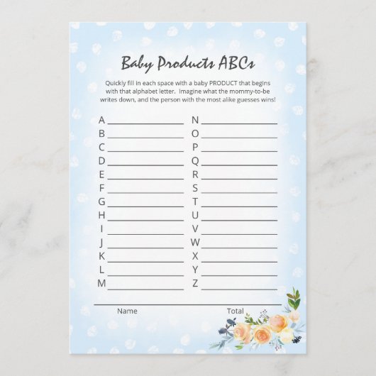 Lion Cub Floral Blue Baby Product ABCs Douchegame Programmakaart (Voorkant)