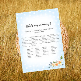 Lion Cub Floral Blue Wie is mijn mama douche spel Programmakaart