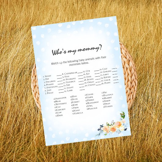 Lion Cub Floral Blue Wie is mijn mama douche spel Programmakaart