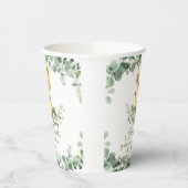 Lion Cub Greenery Boy Gender Neutral Baby Shower  Papieren Bekers (Links)