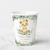 Lion Cub Greenery Boy Gender Neutral Baby Shower  Papieren Bekers (Voorkant)