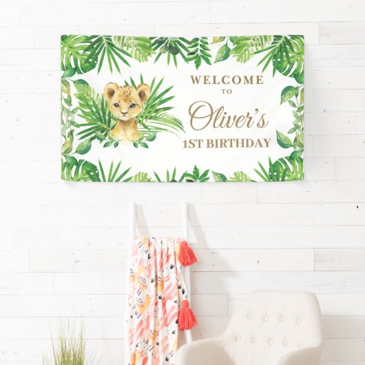 Lion Cub Greenery Oerwoud Safari Backdrop Banner (Insitu)