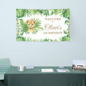 Lion Cub Greenery Oerwoud Safari Backdrop Banner (Beurs)
