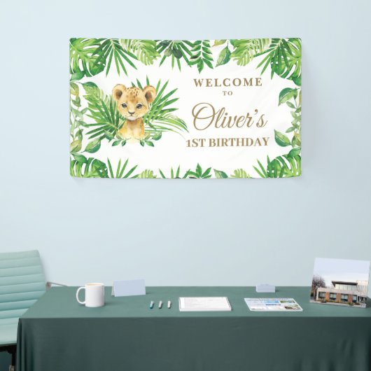 Lion Cub Greenery Oerwoud Safari Backdrop Banner (Beurs)