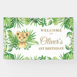 Lion Cub Greenery Oerwoud Safari Backdrop Banner