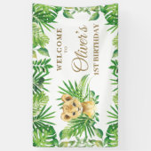 Lion Cub Greenery Oerwoud Safari Backdrop Banner (Verticaal)