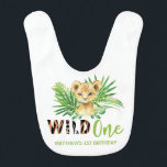 Lion Cub Greenery Wild ONE 1st Birthday Outfit  Baby Slabbetje<br><div class="desc">c) De Happy Cat Studio</div>