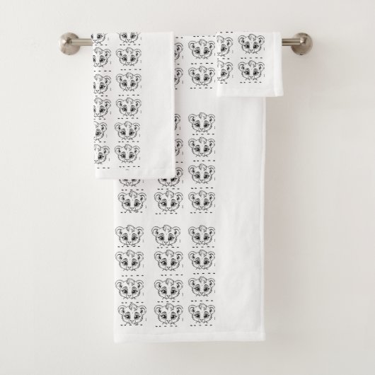 Lion Cub Head Outline Badhanddoek Set" Bad Handdoek (Insitu)