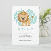 Lion Cub Oerwoud Leaves Boy Baby shower Kaart (Staand voorkant)