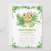 Lion Cub Oerwoud Tropical Greenery Verjaardagsfees Kaart (Voorkant)