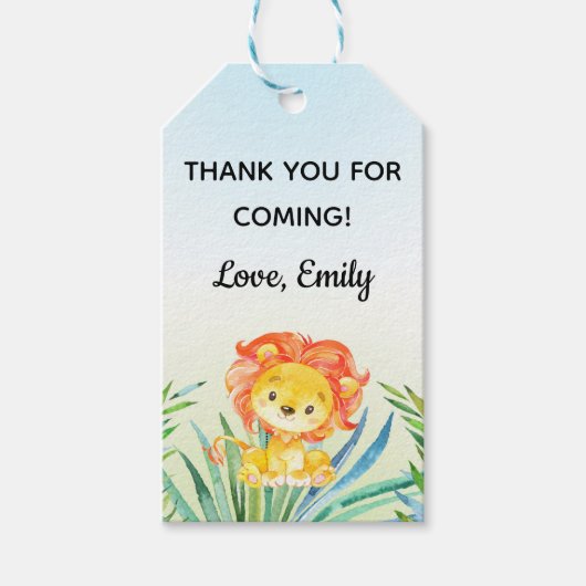 Lion cub party hand label verjaardags baby shower cadeaulabel (Voorkant)