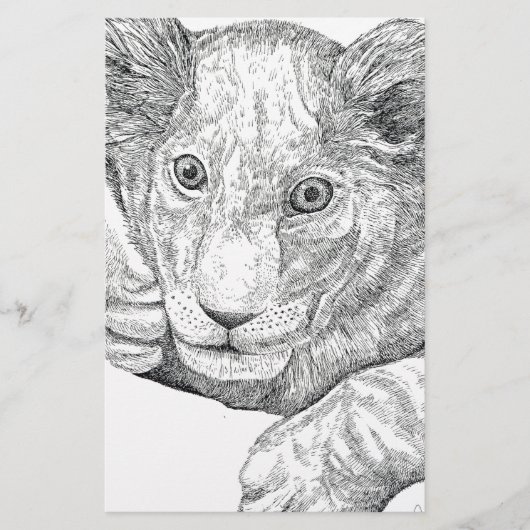 Lion Cub Pen en Inkt Briefpapier (Voorkant)