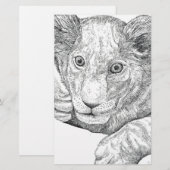 Lion Cub Pen en Inkt Briefpapier (Voorkant / Achterkant)