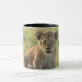 Lion Cub Personaliseer naam Zwarte Binnenkant Cade Mok (Midden)