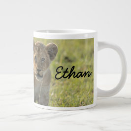 Lion Cub Personaliseer uw naam serieus Grote Koffiekop