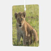 Lion Cub Persoonlijke naam Kerstmis Metalen Ornament (Voorkant links)