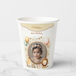 Lion Cub Photo Lijst voor verjaardagsfeestjes voor Papieren Bekers