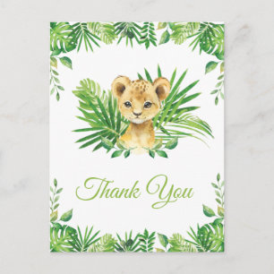 Lion Cub Tropical Greenery Birthday Dank u  Briefkaart