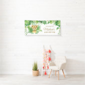 Lion Cub Tropical Greenery Oerwoud Backdrop Banner (Insitu)