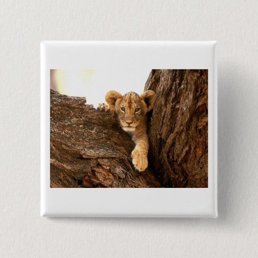Lion Cub Vierkante Button 5,1 Cm (Voorkant)