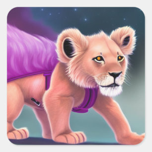 Lion Cub Vierkante Sticker