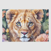 Lion Cub Waterverf Bloemen Tissuepapier (Voorkant)
