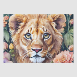 Lion Cub Waterverf Bloemen Tissuepapier
