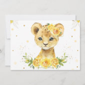 Lion Cub Yellow Floral Gold 1e verjaardag Foto Kaart (Achterkant)