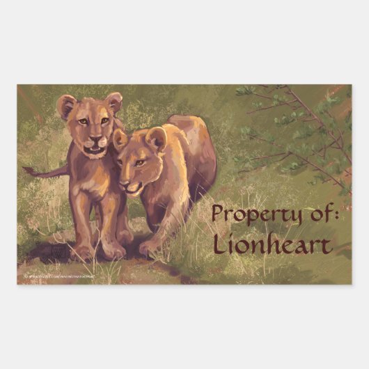 Lion Cubs Art Bookplate Stickers (Voorkant)